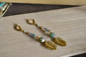 La Palma Moss Agate Beaded Earrings - We Love Brass