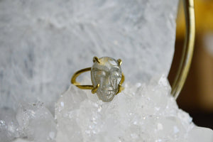 Labradorite Crystal Brass Cameo Ring - We Love Brass