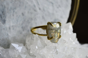 Labradorite Crystal Brass Cameo Ring - We Love Brass