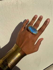 Lago - Faceted Blue Labradorite Ring - We Love Brass