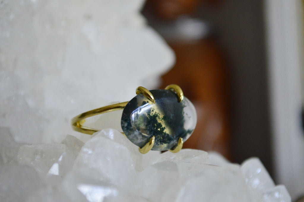Landscapes - Brass Moss Agate Ring - We Love Brass
