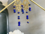 Load image into Gallery viewer, Lapis Lazuli Brass Hamsa Earrings - We Love Brass

