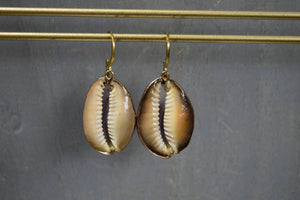 Large Light Purple Cowrie Shell Earrings - We Love Brass