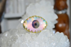 Lashed Opal Eye Ring