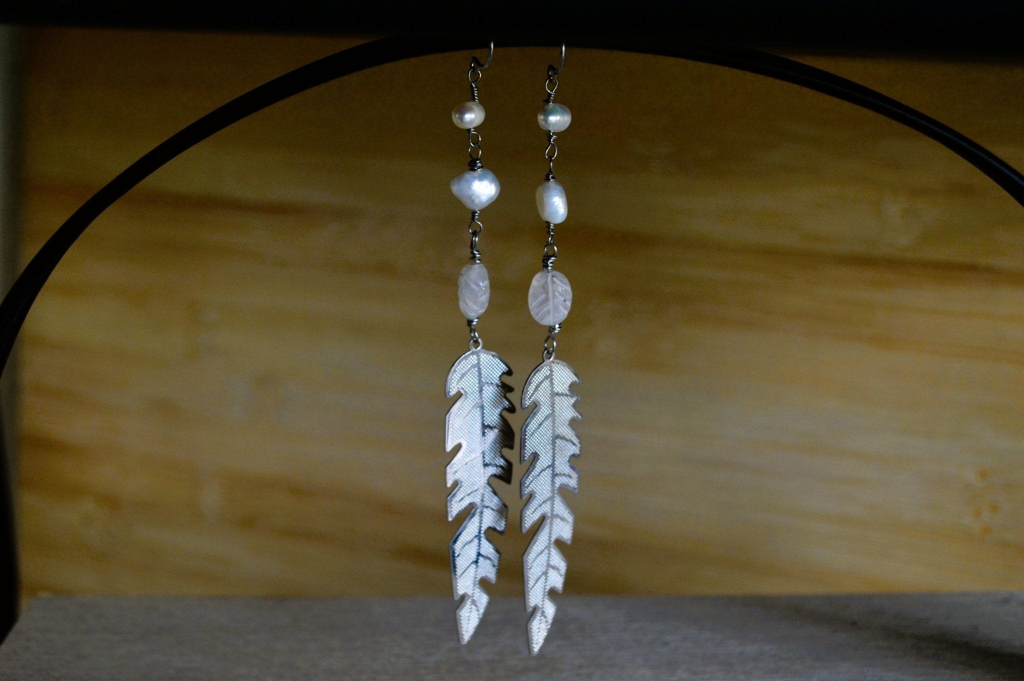 Light as a Feather - Pearl and Crystal Earrings - We Love Brass