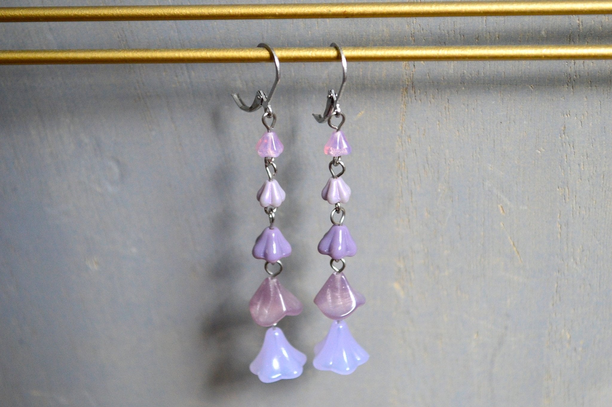 Lilac Drops Czech Glass Earrings - We Love Brass