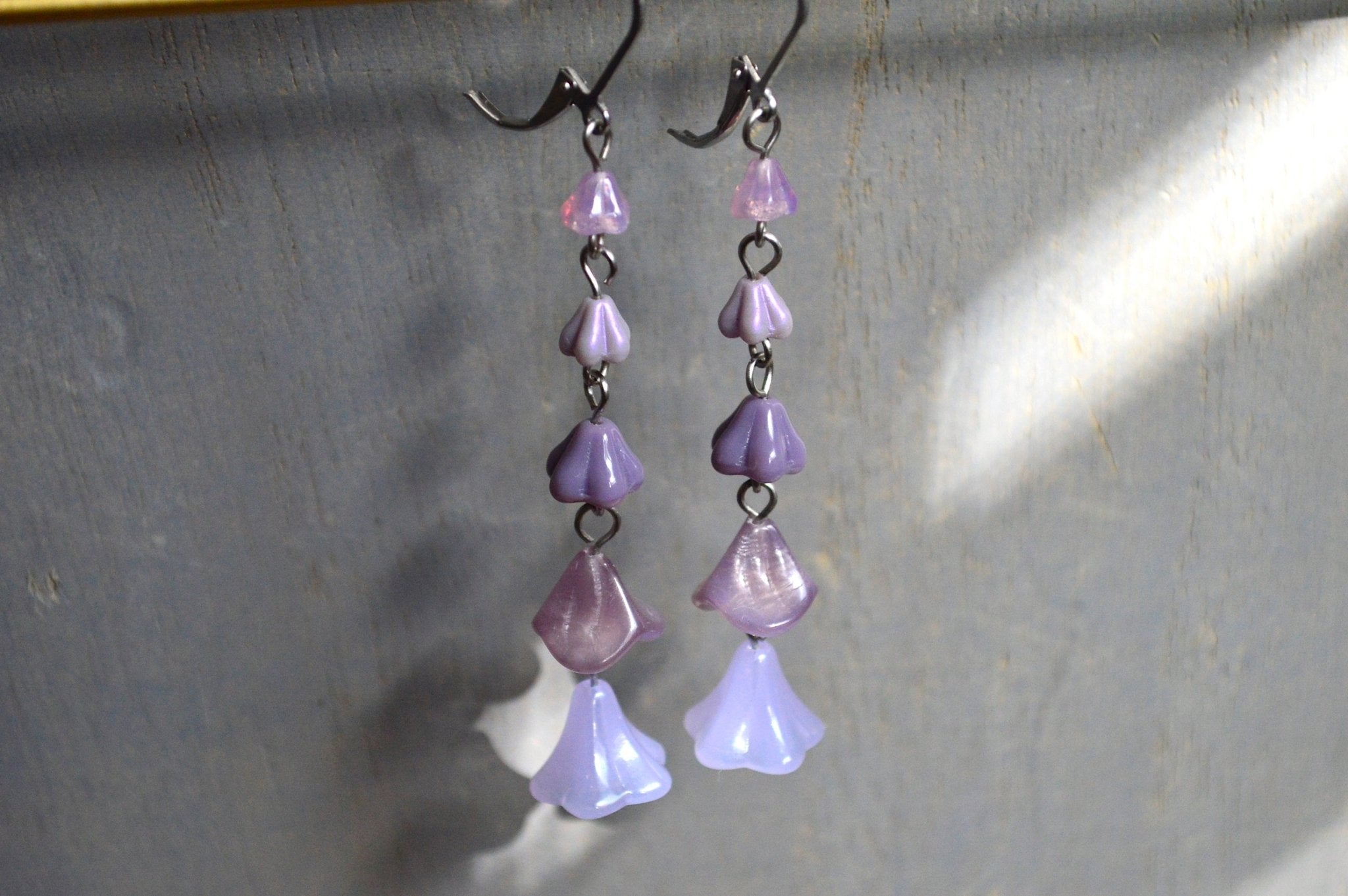 Lilac Drops Czech Glass Earrings - We Love Brass