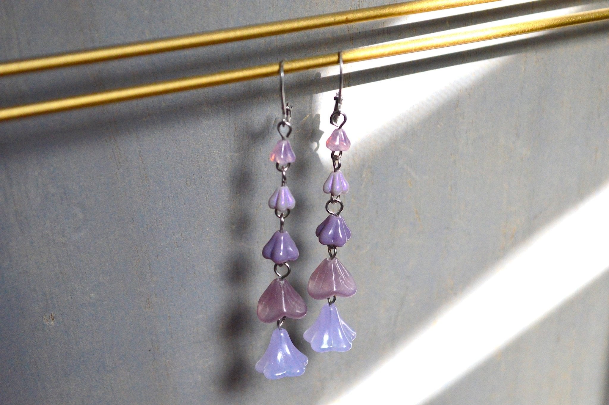 Lilac Drops Czech Glass Earrings - We Love Brass