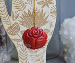Load image into Gallery viewer, Lover&#39;s Rose Brass Red Coral Necklace - We Love Brass
