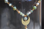 Load image into Gallery viewer, Mama Moon Moss Agate Brass Necklace - We Love Brass

