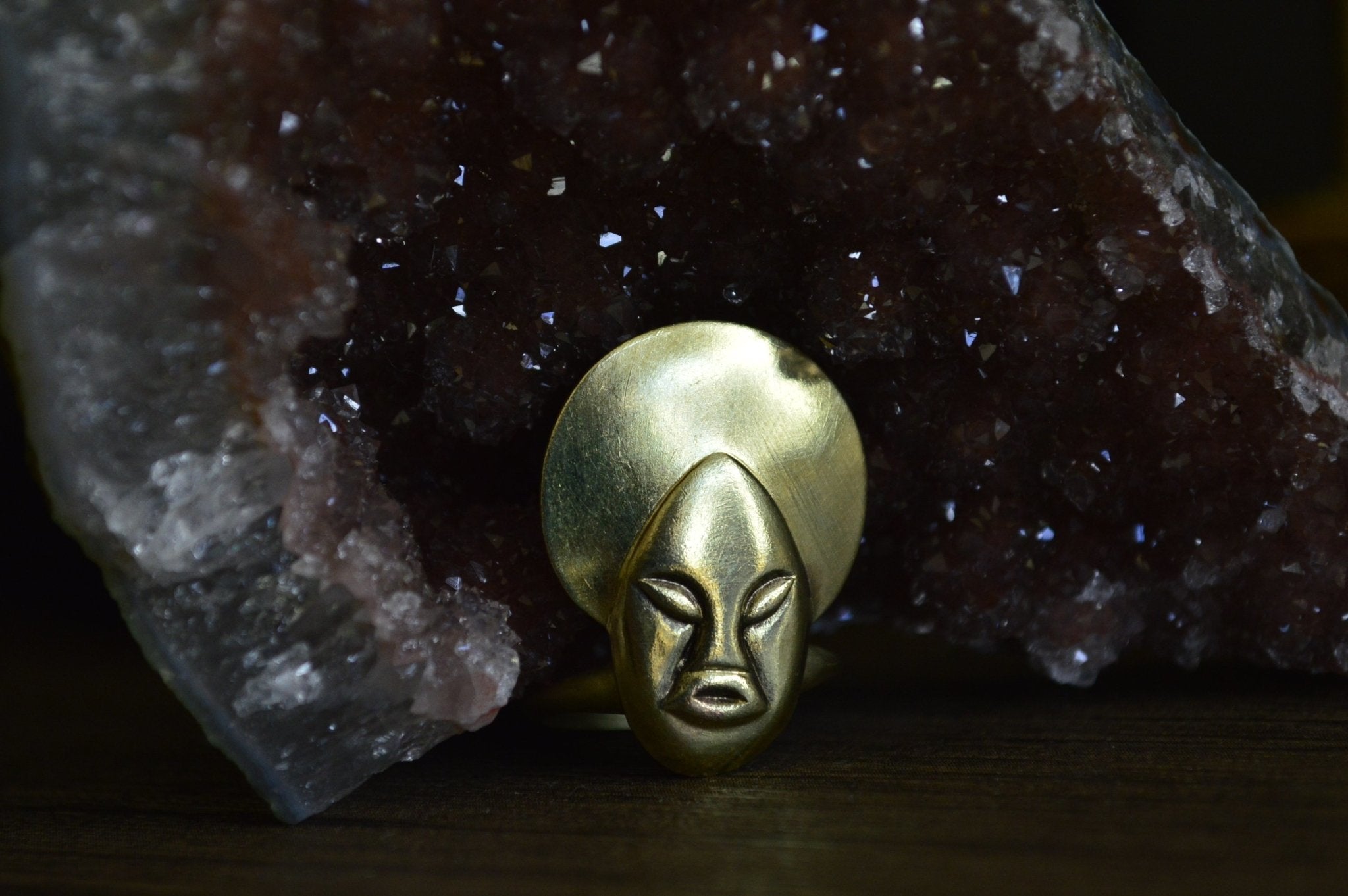 Mama - Vintage Afro Woman Brass Ring - We Love Brass