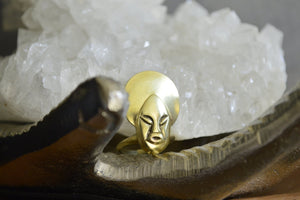 Mama - Vintage Afro Woman Brass Ring - We Love Brass