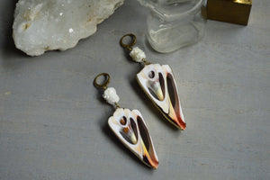 Mar - Conch Shell and Crystal Stalactite Earrings - We Love Brass