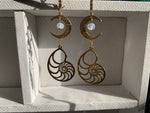 Load image into Gallery viewer, Maya Moon Opalite and Brass Earrings - We Love Brass
