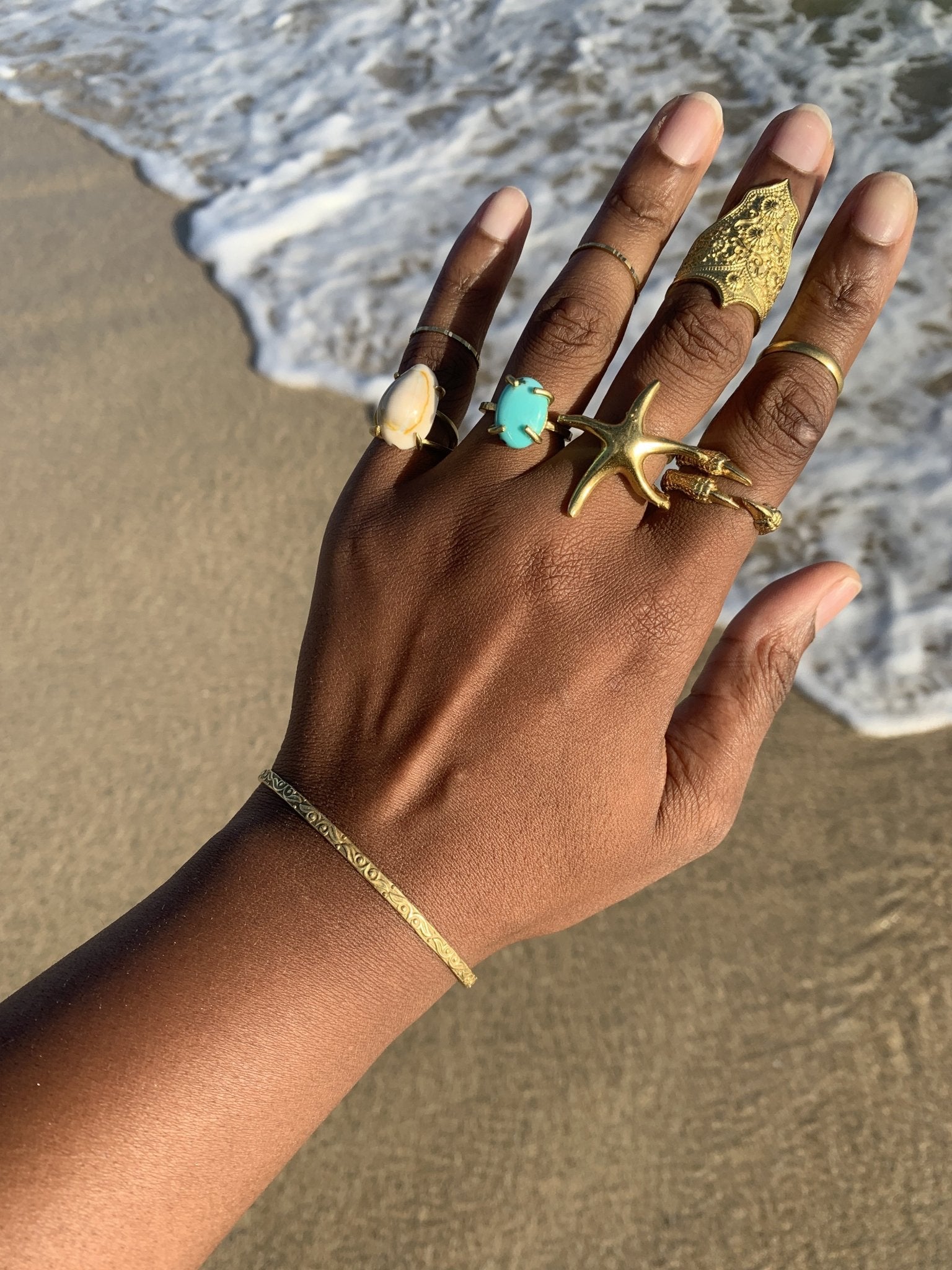 Maya Ocean Hand Made Brass Ring Set - We Love Brass