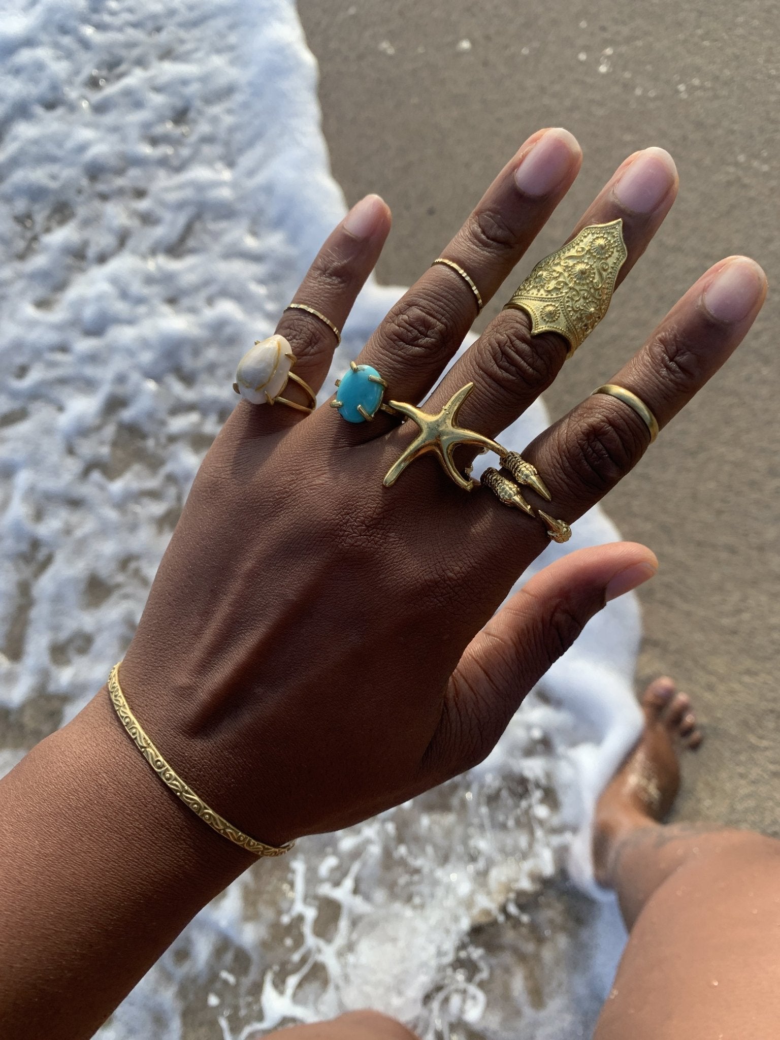 Maya Ocean Hand Made Brass Ring Set - We Love Brass