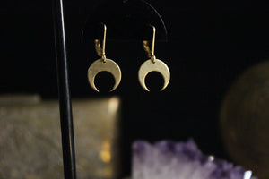 Mini Brass Crescent Moon Earrings - We Love Brass