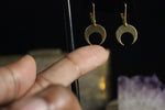 Load image into Gallery viewer, Mini Brass Crescent Moon Earrings - We Love Brass
