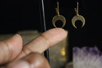 Cargar imagen en el visor de la galería, Mini Brass Crescent Moon Earrings - We Love Brass
