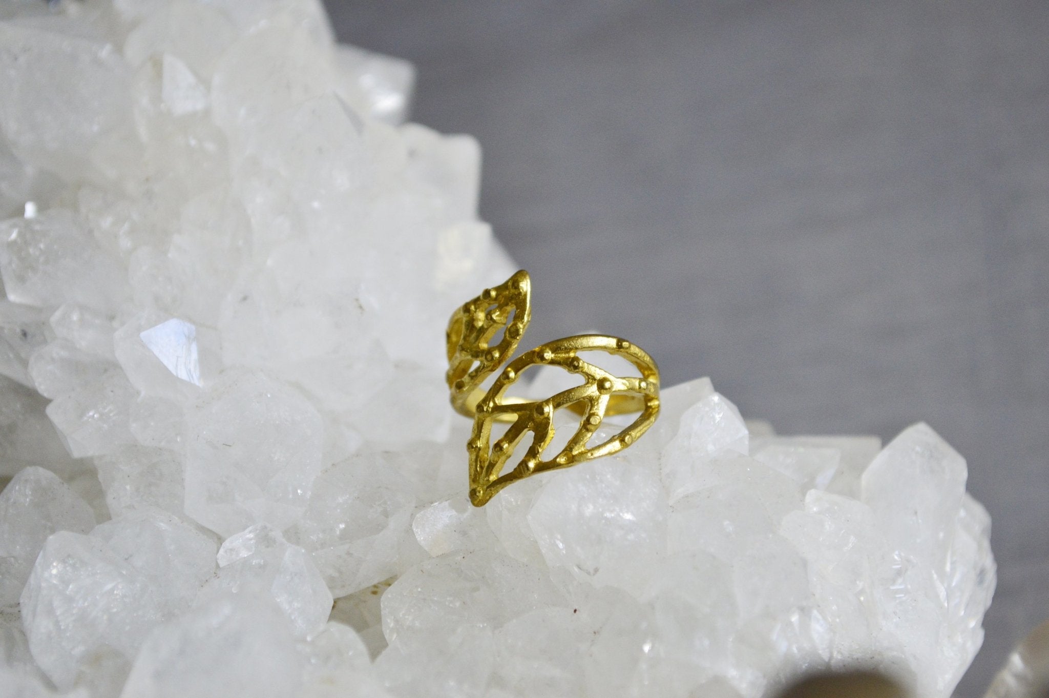 Mini Midi Leaf Brass Ring - We Love Brass