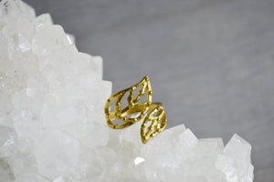 Mini Midi Leaf Brass Ring - We Love Brass