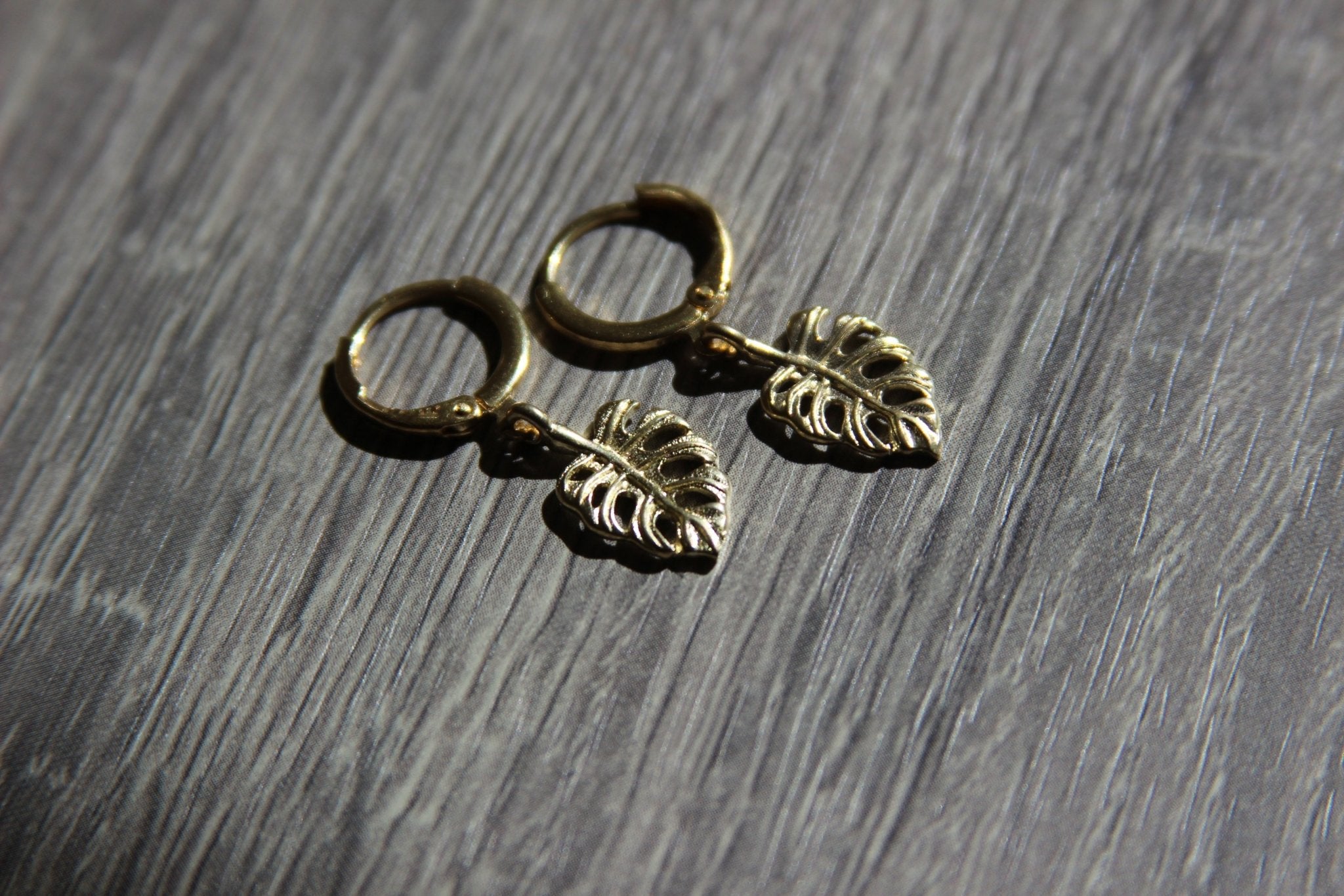 Mini Monstera Brass Leaf Earrings - We Love Brass