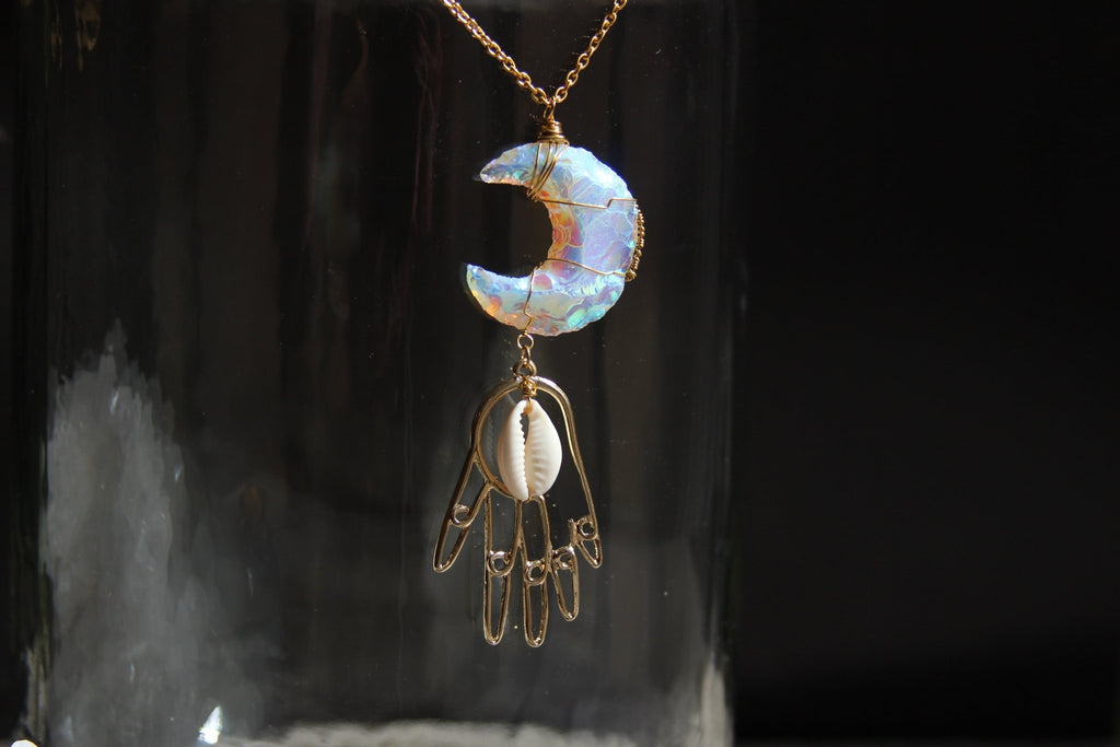 Money Moon Magic Brass Cowrie Necklace - We Love Brass