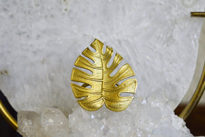 Monstera Leaf Brass Ring - We Love Brass