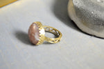 Load image into Gallery viewer, Moon Man - Peach Moonstone Brass Ring - We Love Brass
