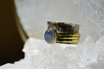 Load image into Gallery viewer, Moonstone Spinna - Silver Plated Brass Opalite Ring - We Love Brass

