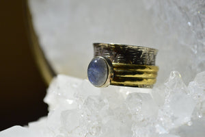 Moonstone Spinna - Silver Plated Brass Opalite Ring - We Love Brass