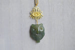 Cargar imagen en el visor de la galería, Moss Agate Nigh Owl Evil Eye Brass Necklace - We Love Brass
