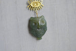Cargar imagen en el visor de la galería, Moss Agate Nigh Owl Evil Eye Brass Necklace - We Love Brass
