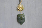 Load image into Gallery viewer, Moss Agate Nigh Owl Evil Eye Brass Necklace - We Love Brass
