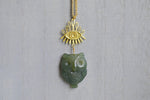 Load image into Gallery viewer, Moss Agate Nigh Owl Evil Eye Brass Necklace - We Love Brass
