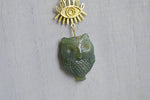 Cargar imagen en el visor de la galería, Moss Agate Nigh Owl Evil Eye Brass Necklace - We Love Brass
