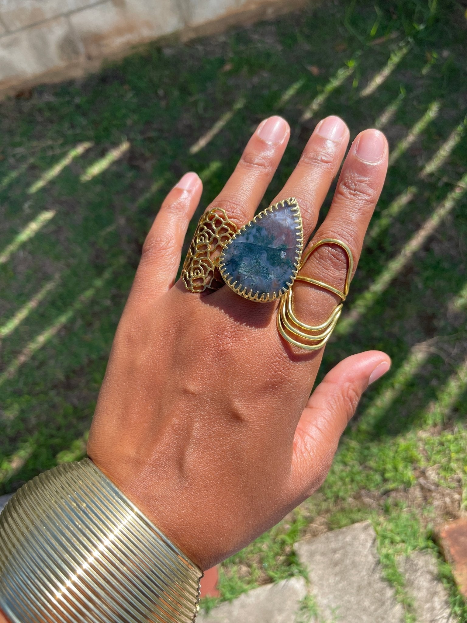 Moss Agate Ring - CLEARANCE - We Love Brass