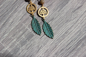 Moss Agate Tree of Life Earrings - We Love Brass