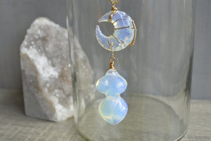 Mother Blue Moon - Brass Opalite Necklace - We Love Brass