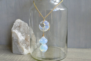 Mother Blue Moon - Brass Opalite Necklace - We Love Brass