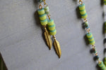 Cargar imagen en el visor de la galería, Neon Turquoise and Trade Beads and Chrysocolla Necklace Set - We Love Brass
