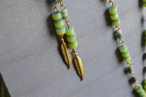 Neon Turquoise and Trade Beads and Chrysocolla Necklace Set - We Love Brass