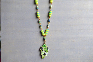 Neon Turquoise and Trade Beads and Chrysocolla Necklace Set - We Love Brass