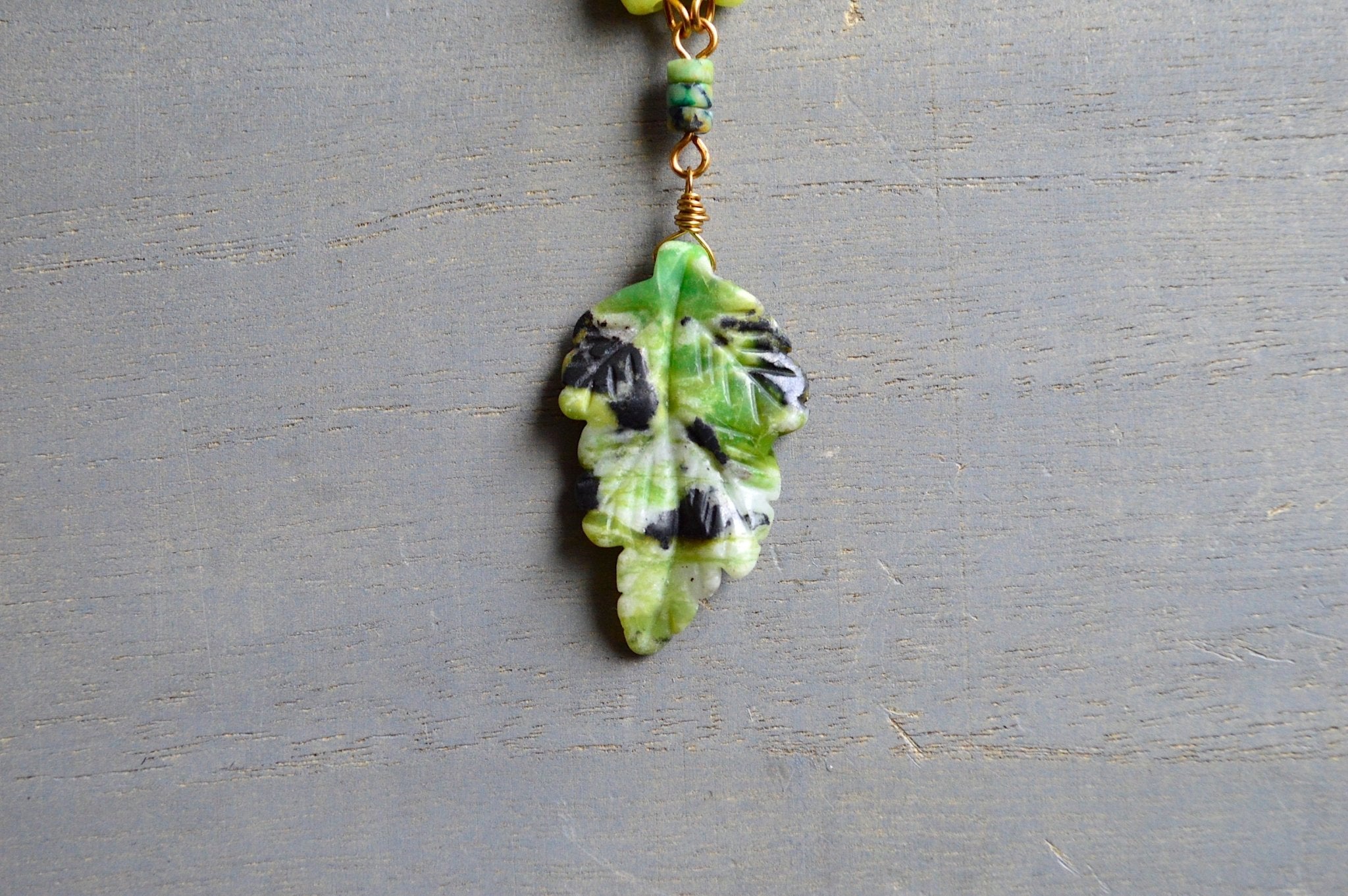 Neon Turquoise and Trade Beads and Chrysocolla Necklace Set - We Love Brass
