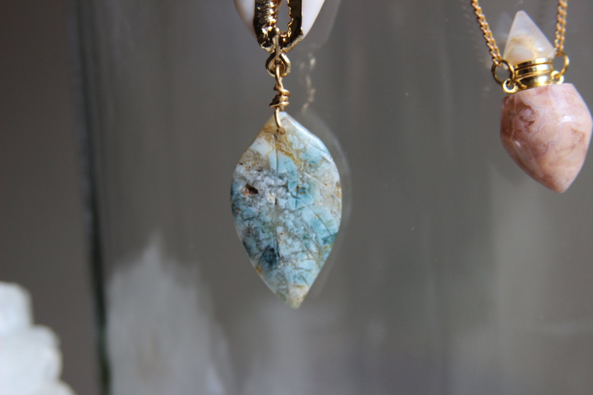 Ocean Blossom Crystal Bottle Kit and Brass Necklace Set - We Love Brass