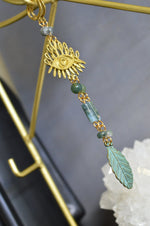 Load image into Gallery viewer, Olho Verde Moss Agate Brass Earrings - We Love Brass

