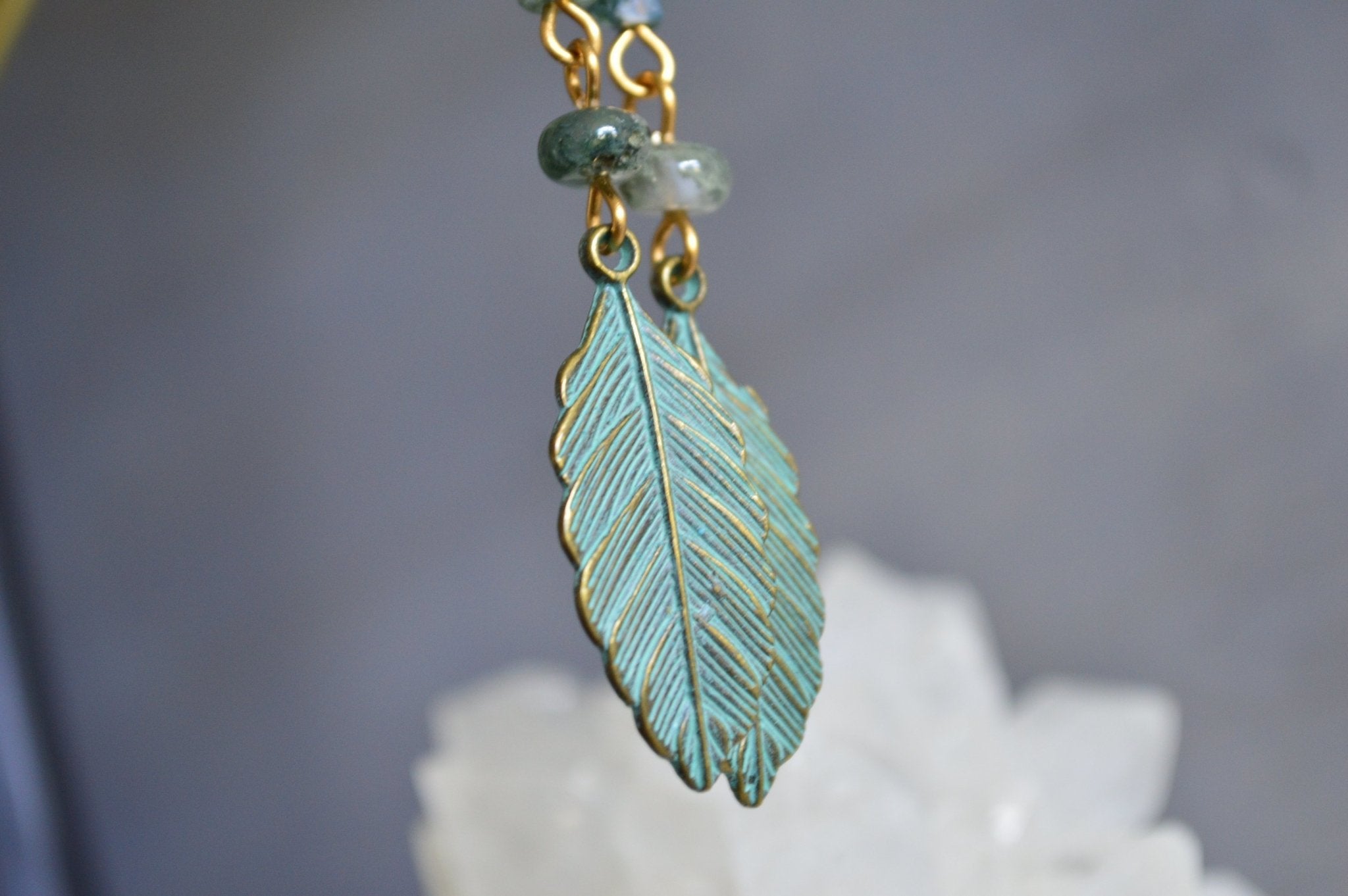 Olho Verde Moss Agate Brass Earrings - We Love Brass