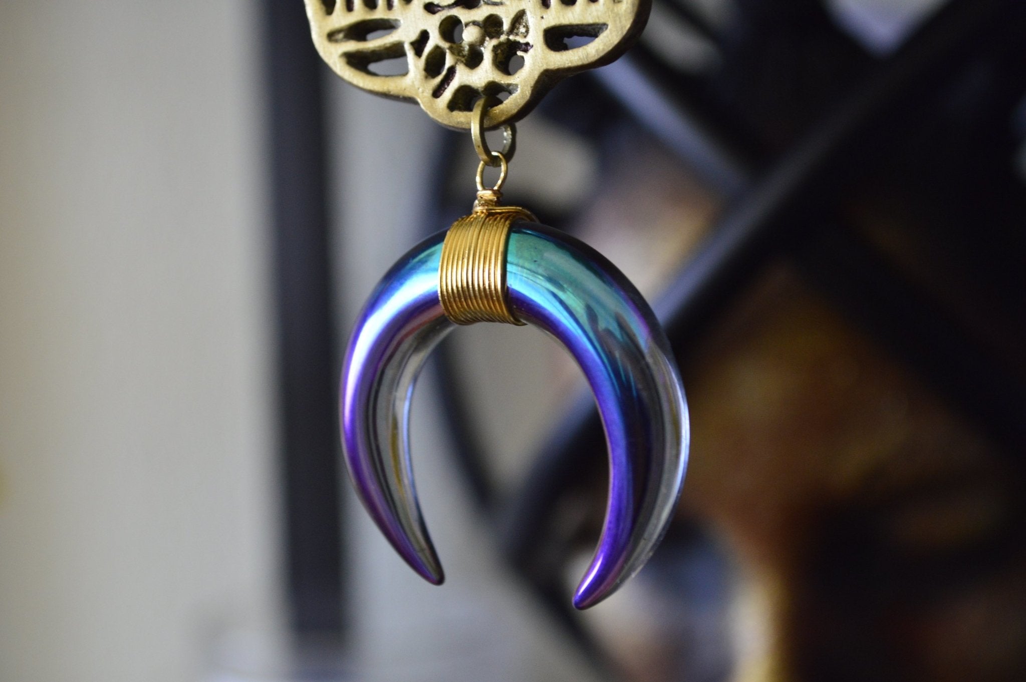 Opal Eye - Brass Hamsa Necklace - We Love Brass