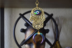 Load image into Gallery viewer, Opal Eye - Brass Hamsa Necklace - We Love Brass
