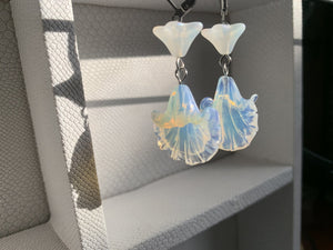 Opalite Earrings - Stainless Steel Flower Earrings - We Love Brass
